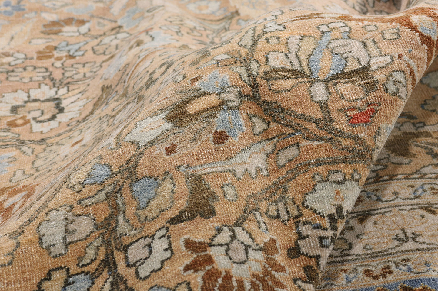 10 x 13 - Tan Antique Persian Mashhad Rug - 54148
