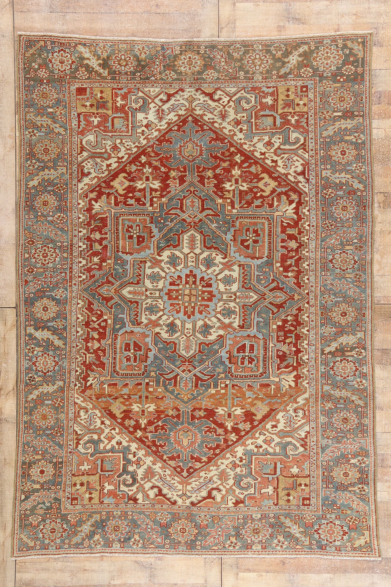 7 x 10 - Red Antique Persian Heriz Rug - 54149