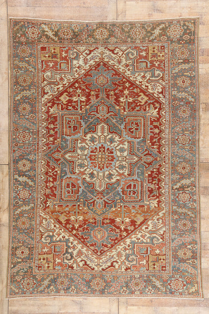 7 x 10 - Red Antique Persian Heriz Rug - 54149