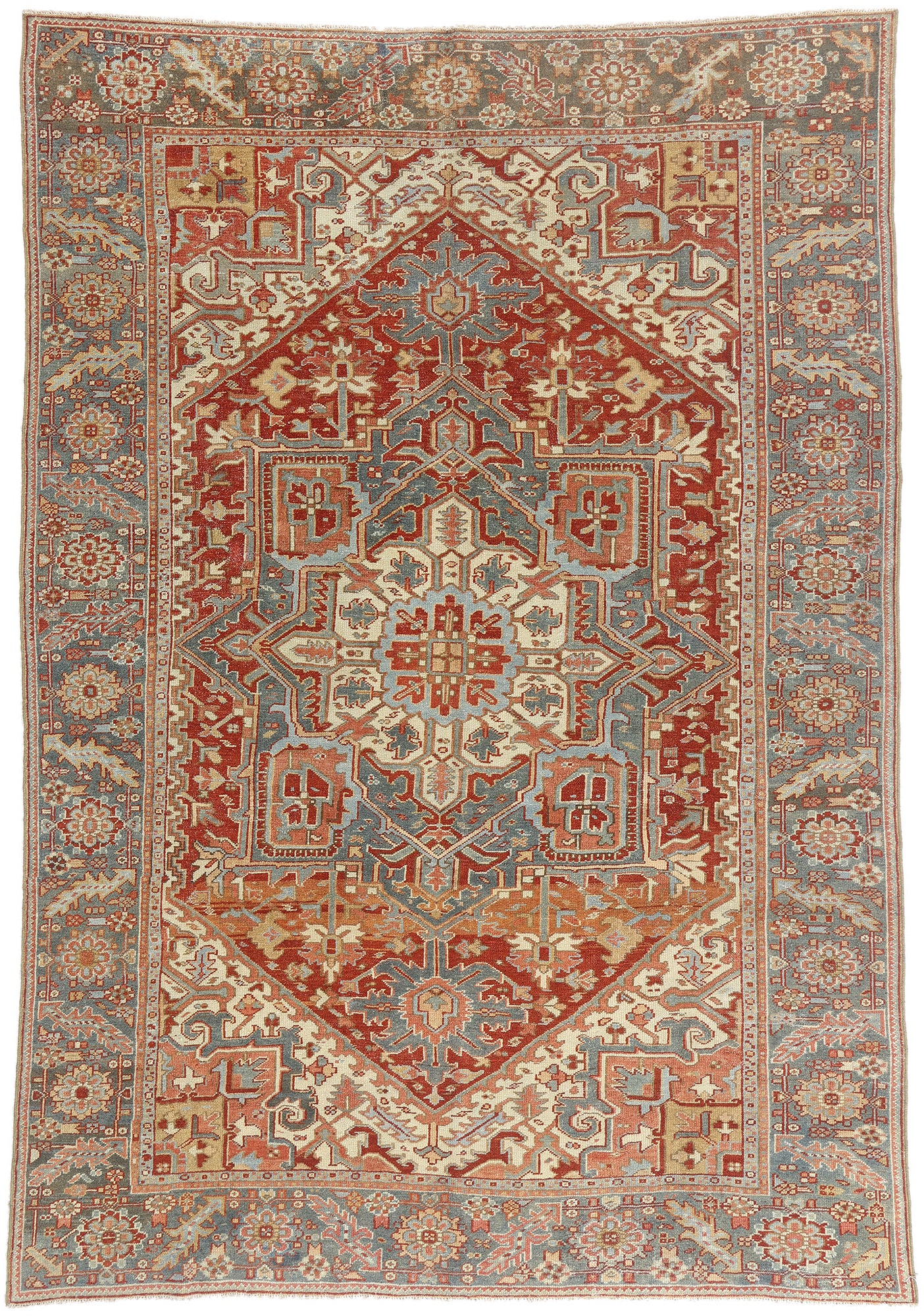 7 x 10 - Red Antique Persian Heriz Rug - 54149