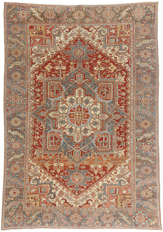7 x 10 - Red Antique Persian Heriz Rug - 54149