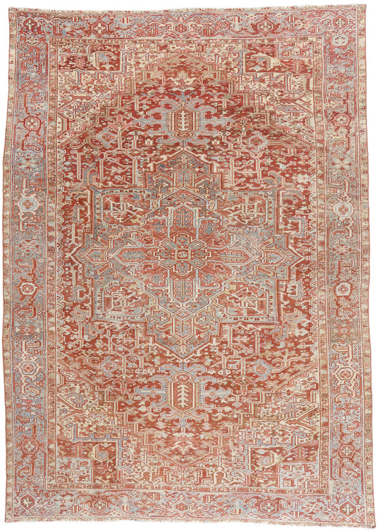 9 x 13 - Red Antique Persian Heriz Rug - 54151