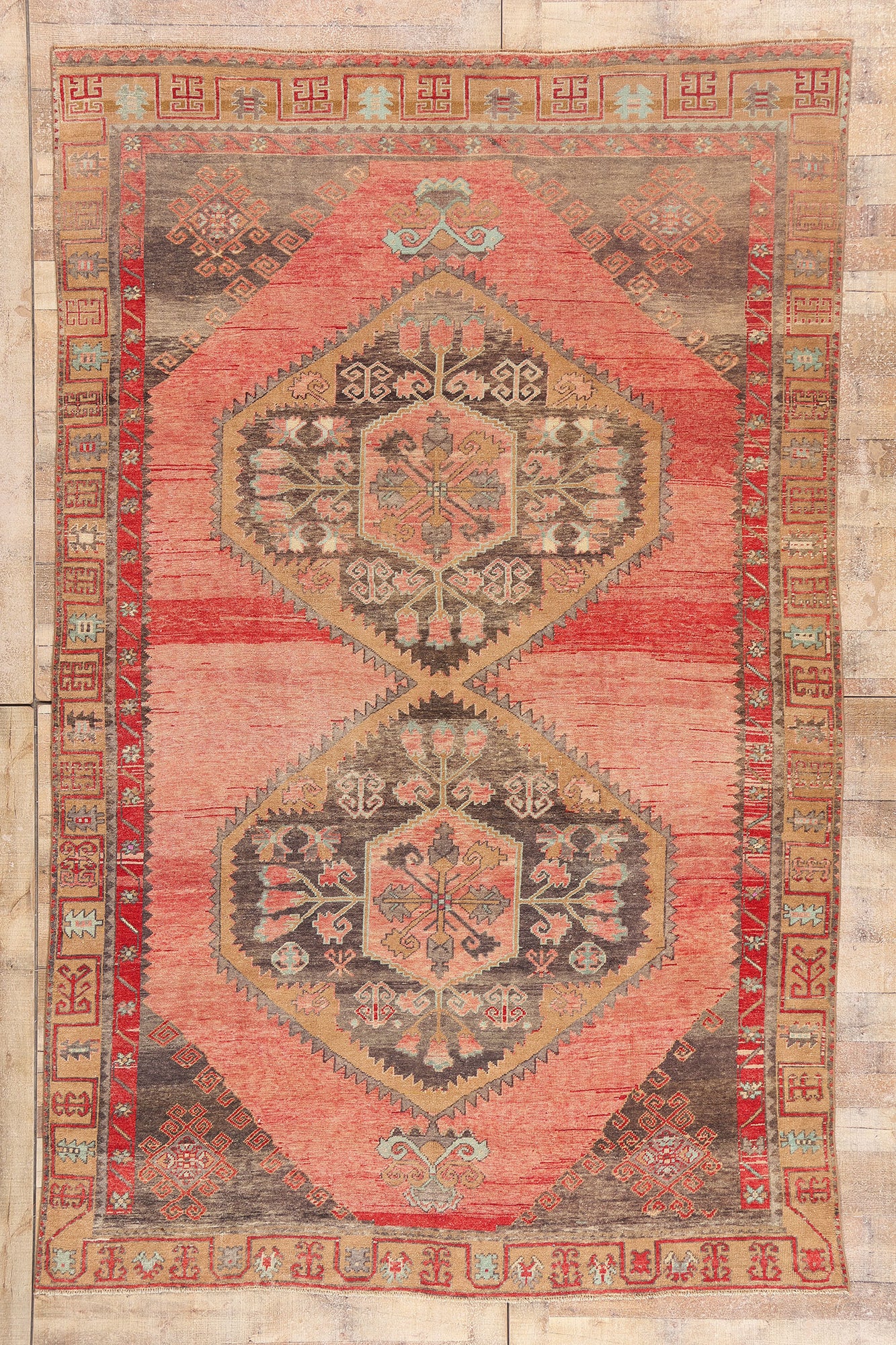 7 x 11 - Red Vintage Turkish Kars Rug - 54152