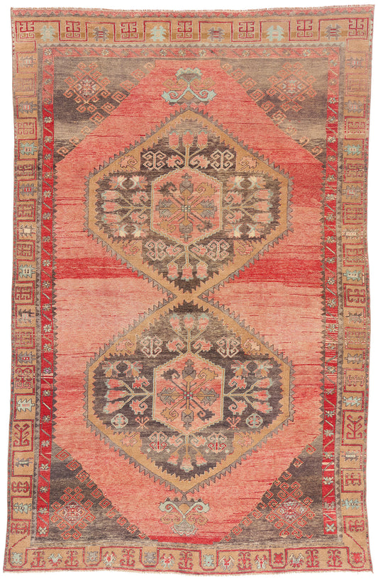 7 x 11 - Red Vintage Turkish Kars Rug - 54152