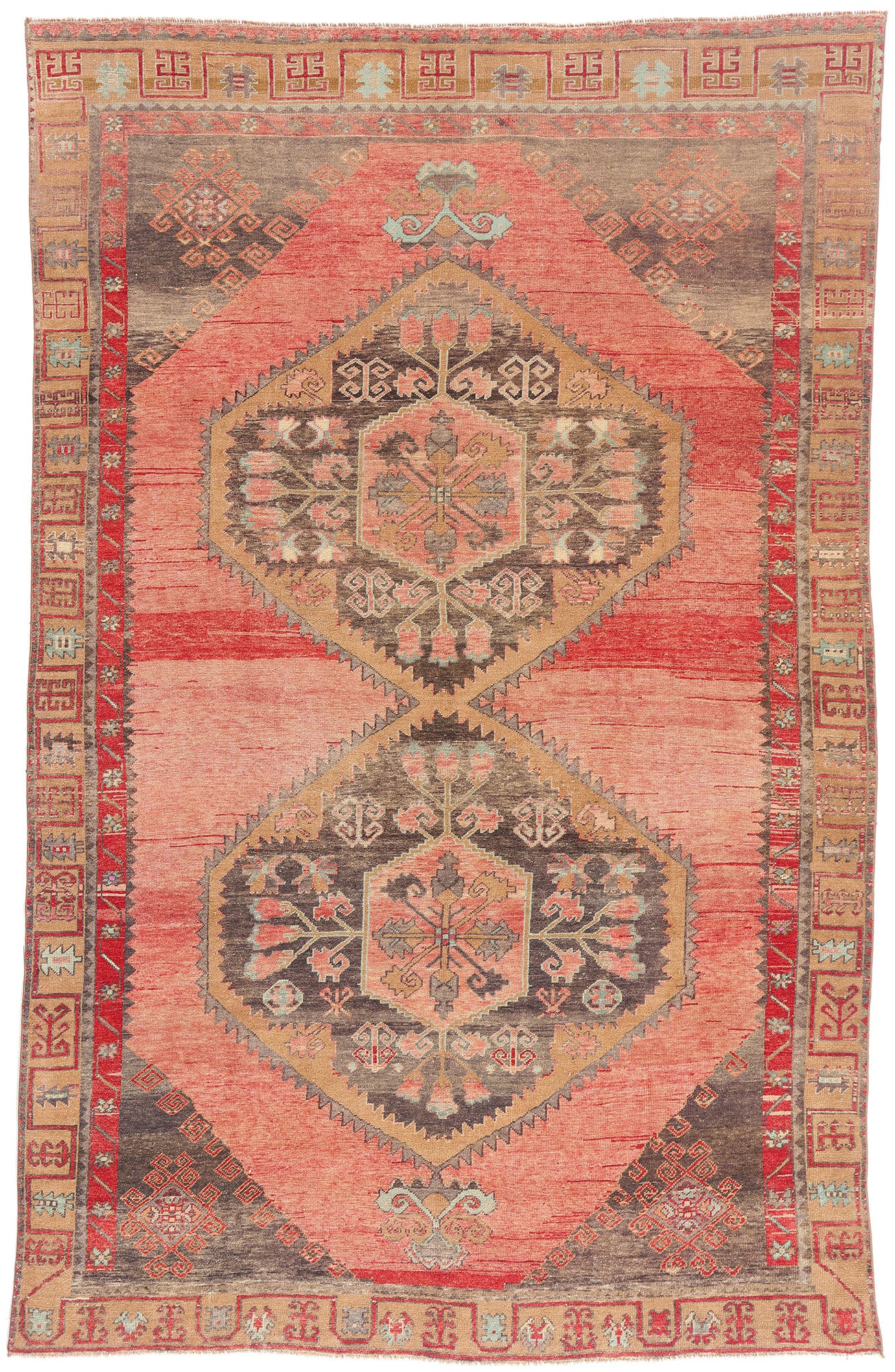 7 x 11 - Red Antique Turkish Oushak Rug - 54152