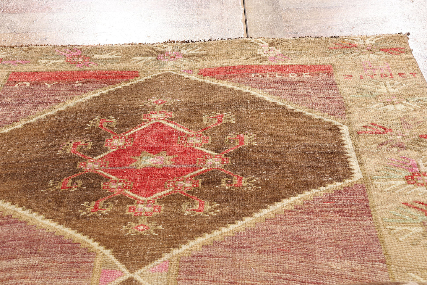 4 x 13 - Brown Vintage Turkish Oushak Rug - 54153