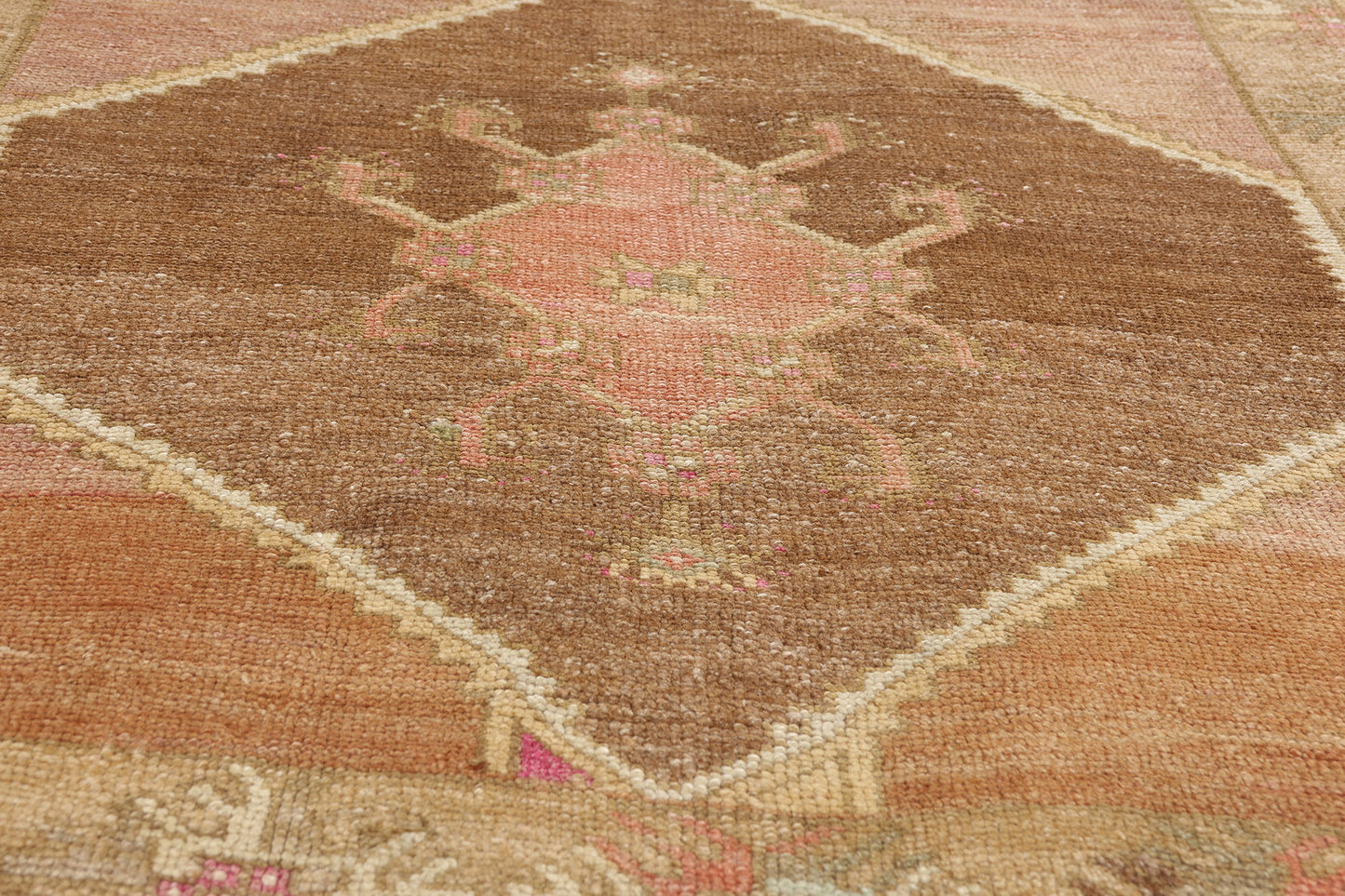 4 x 13 - Brown Vintage Turkish Oushak Rug - 54153