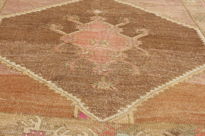 4 x 13 - Brown Vintage Turkish Oushak Rug - 54153