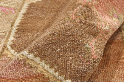 4 x 13 - Brown Vintage Turkish Oushak Rug - 54153