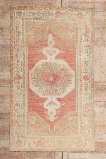 4 x 7 - Red Vintage Turkish Oushak Rug - 54155