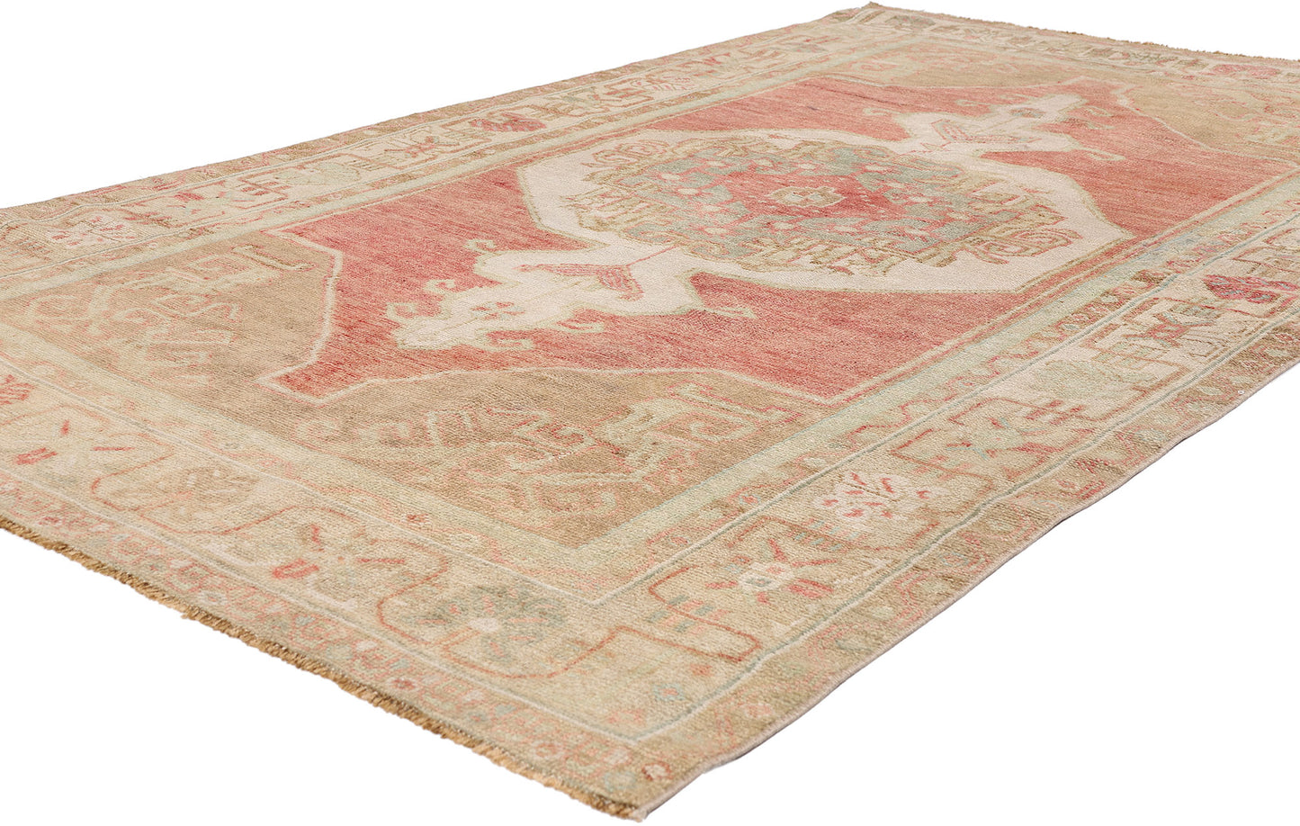 4 x 7 - Red Vintage Turkish Oushak Rug - 54155