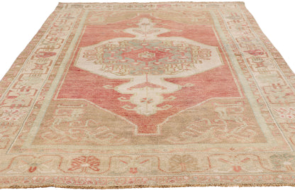 4 x 7 - Red Vintage Turkish Oushak Rug - 54155
