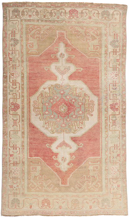 4 x 7 - Red Vintage Turkish Oushak Rug - 54155