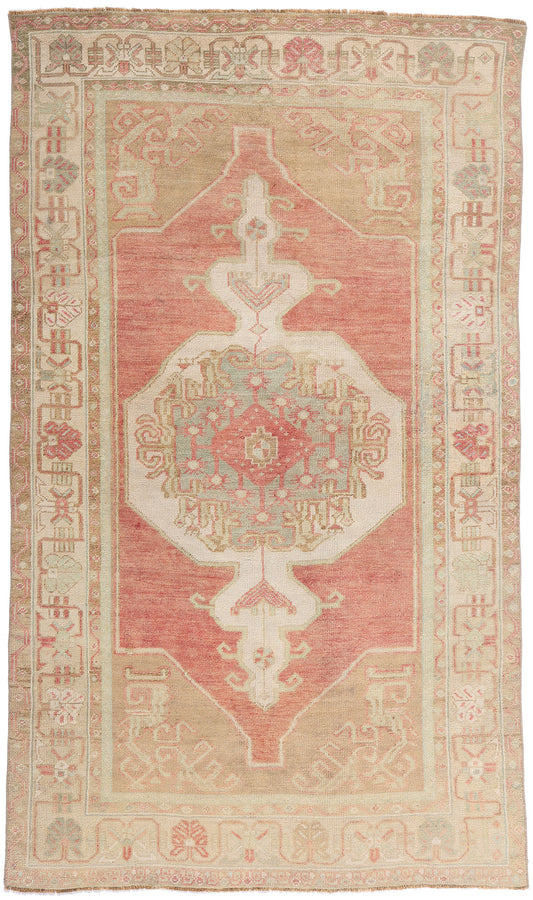 4 x 7 - Red Vintage Turkish Oushak Rug - 54155