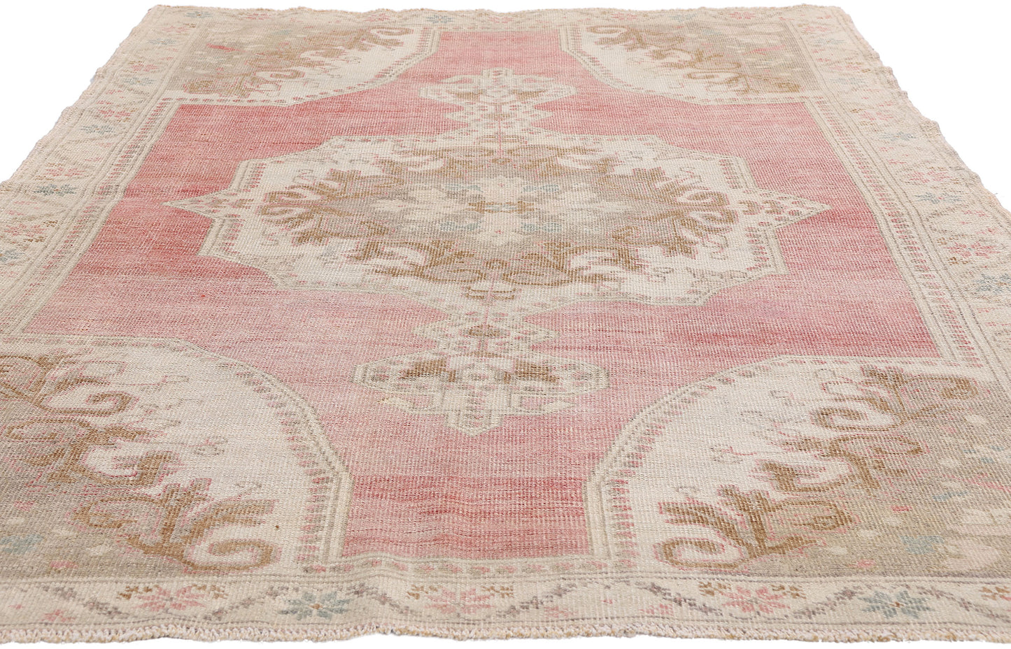 5 x 7 - Red Vintage Turkish Oushak Rug - 54156