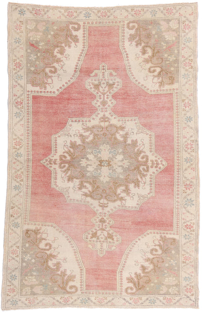 5 x 7 - Red Vintage Turkish Oushak Rug - 54156
