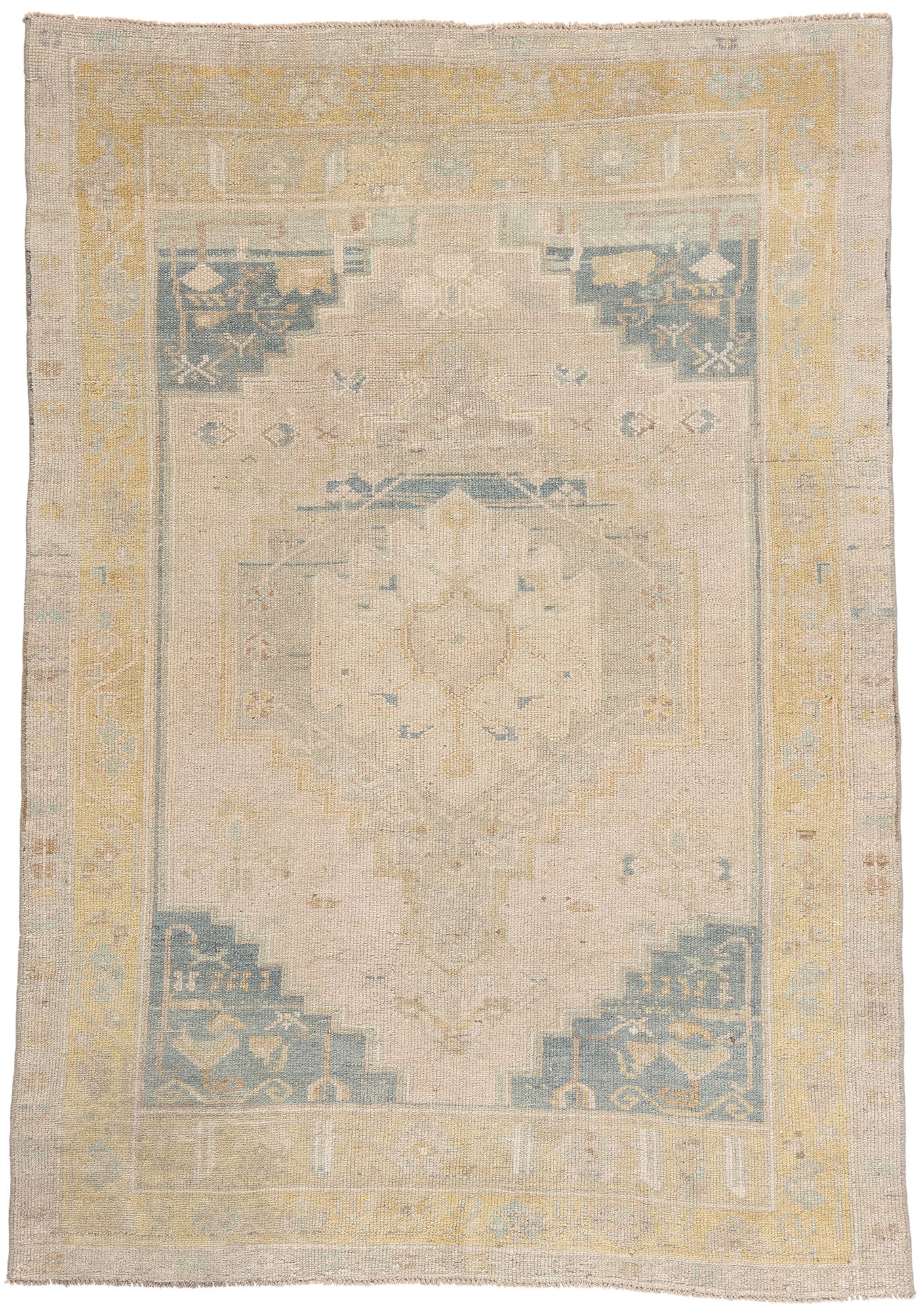 4 x 6 - Tan Vintage Turkish Oushak Rug - 54157