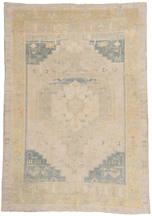 4 x 6 - Tan Vintage Turkish Oushak Rug - 54157