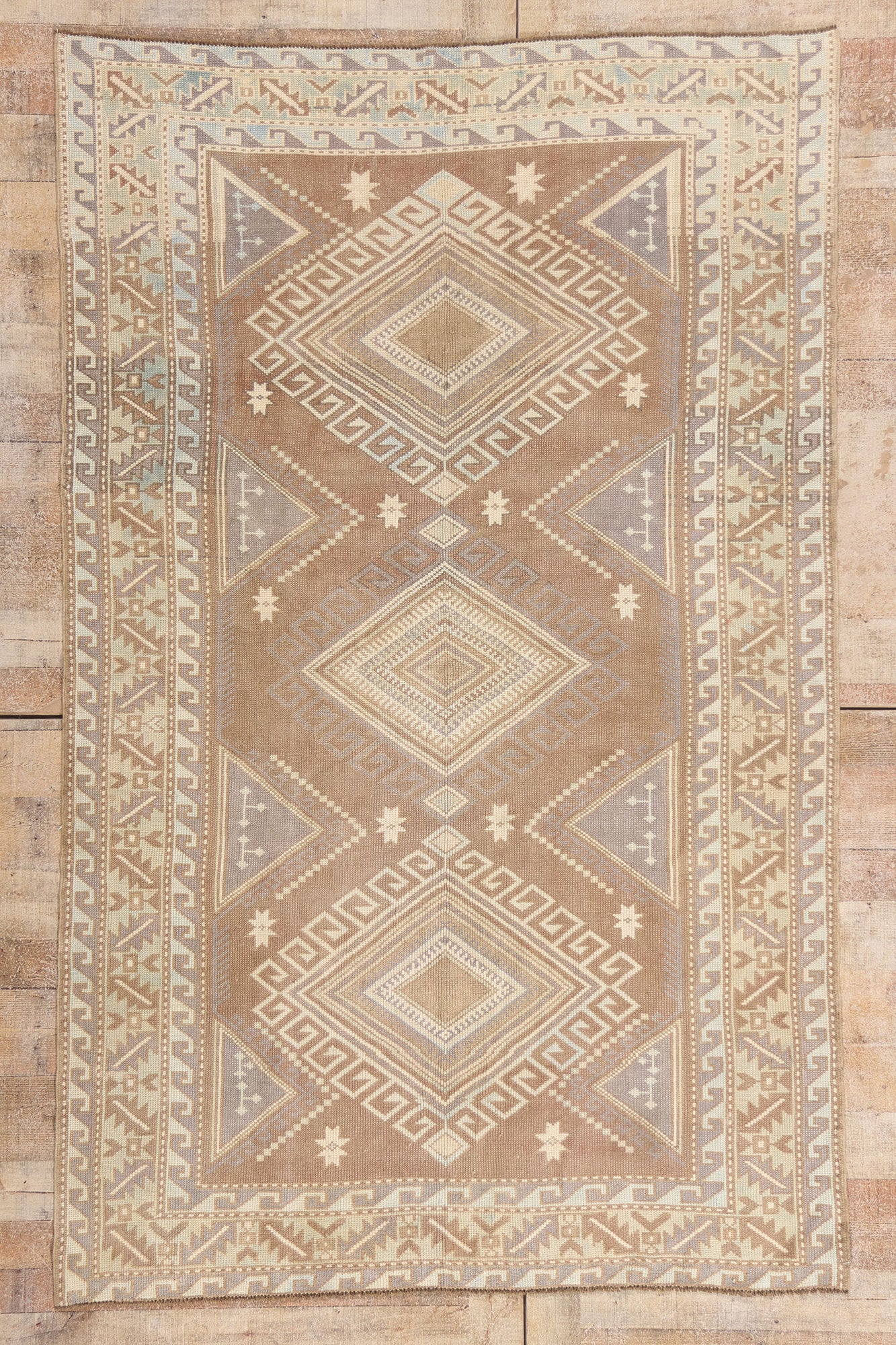 5 x 8 - Brown Vintage Turkish Kars Rug - 54158