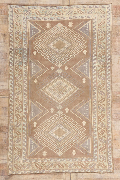 5 x 8 - Brown Vintage Turkish Kars Rug - 54158