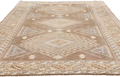 5 x 8 - Brown Vintage Turkish Kars Rug - 54158
