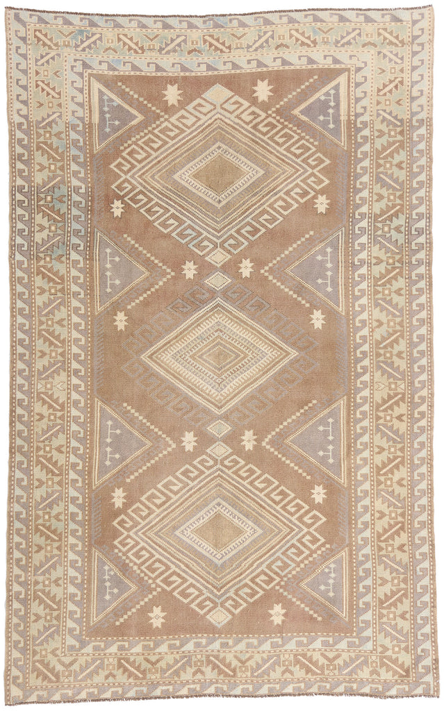 5 x 8 - Brown Vintage Turkish Kars Rug - 54158