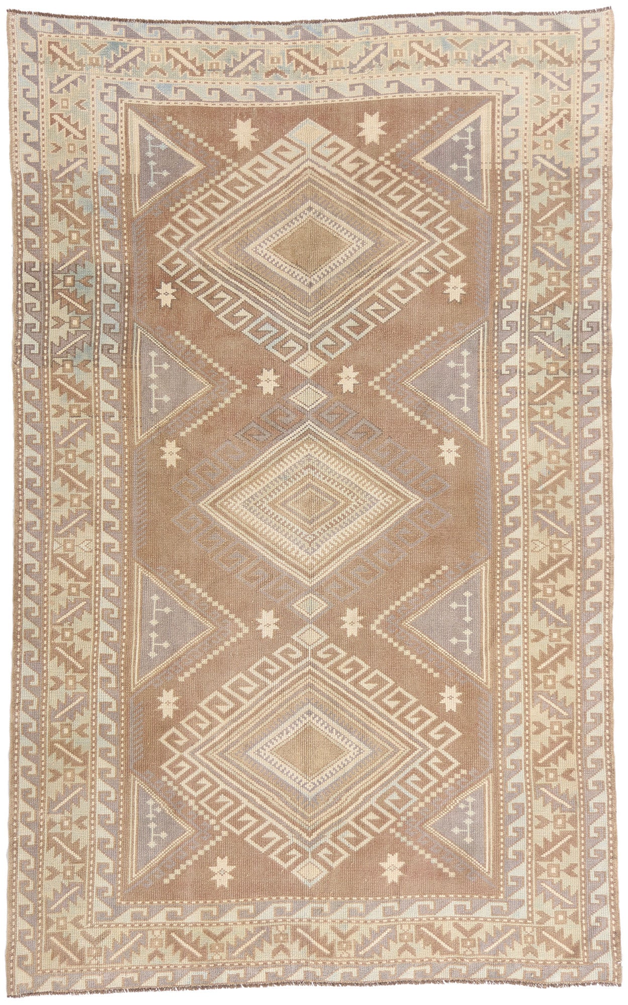 5 x 8 - Brown Vintage Turkish Kars Rug - 54158