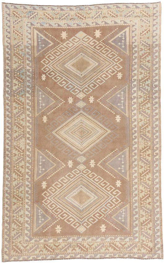 5 x 8 - Brown Vintage Turkish Kars Rug - 54158