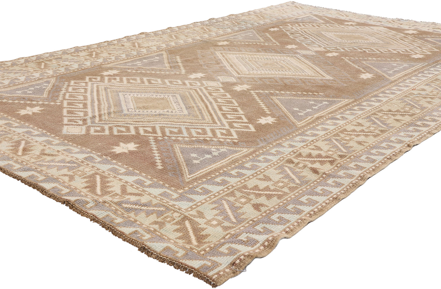 5 x 8 - Brown Vintage Turkish Oushak Rug - 54158