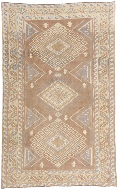 5 x 8 - Brown Vintage Turkish Oushak Rug - 54158