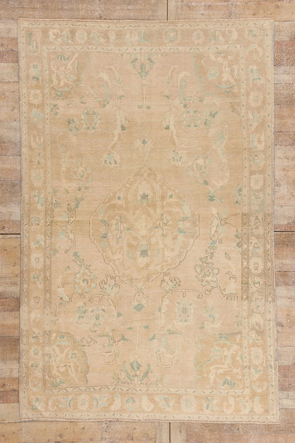 6 x 9 - Tan Vintage Turkish Oushak Rug - 54159