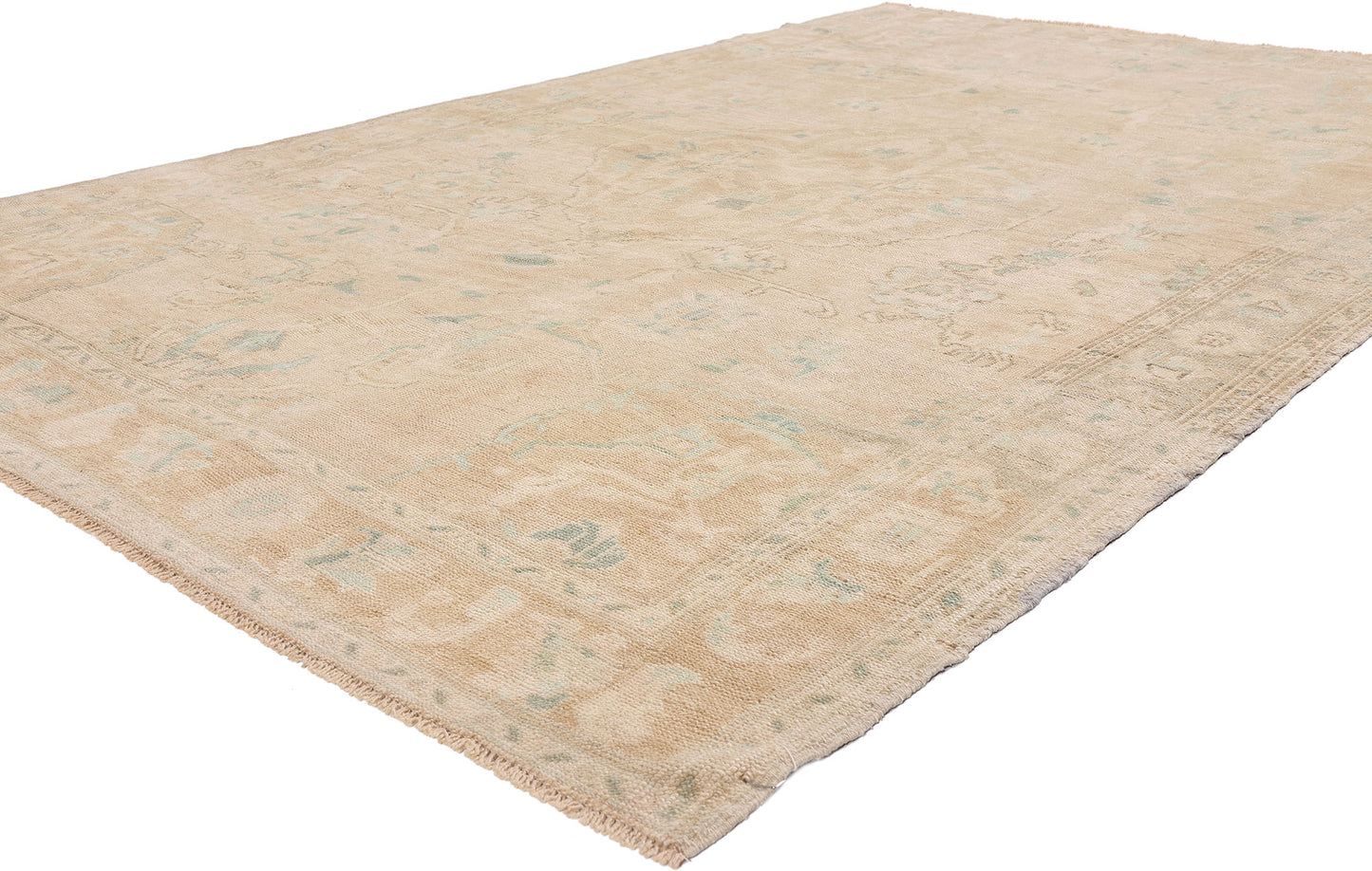 6 x 9 - Tan Vintage Turkish Oushak Rug - 54159