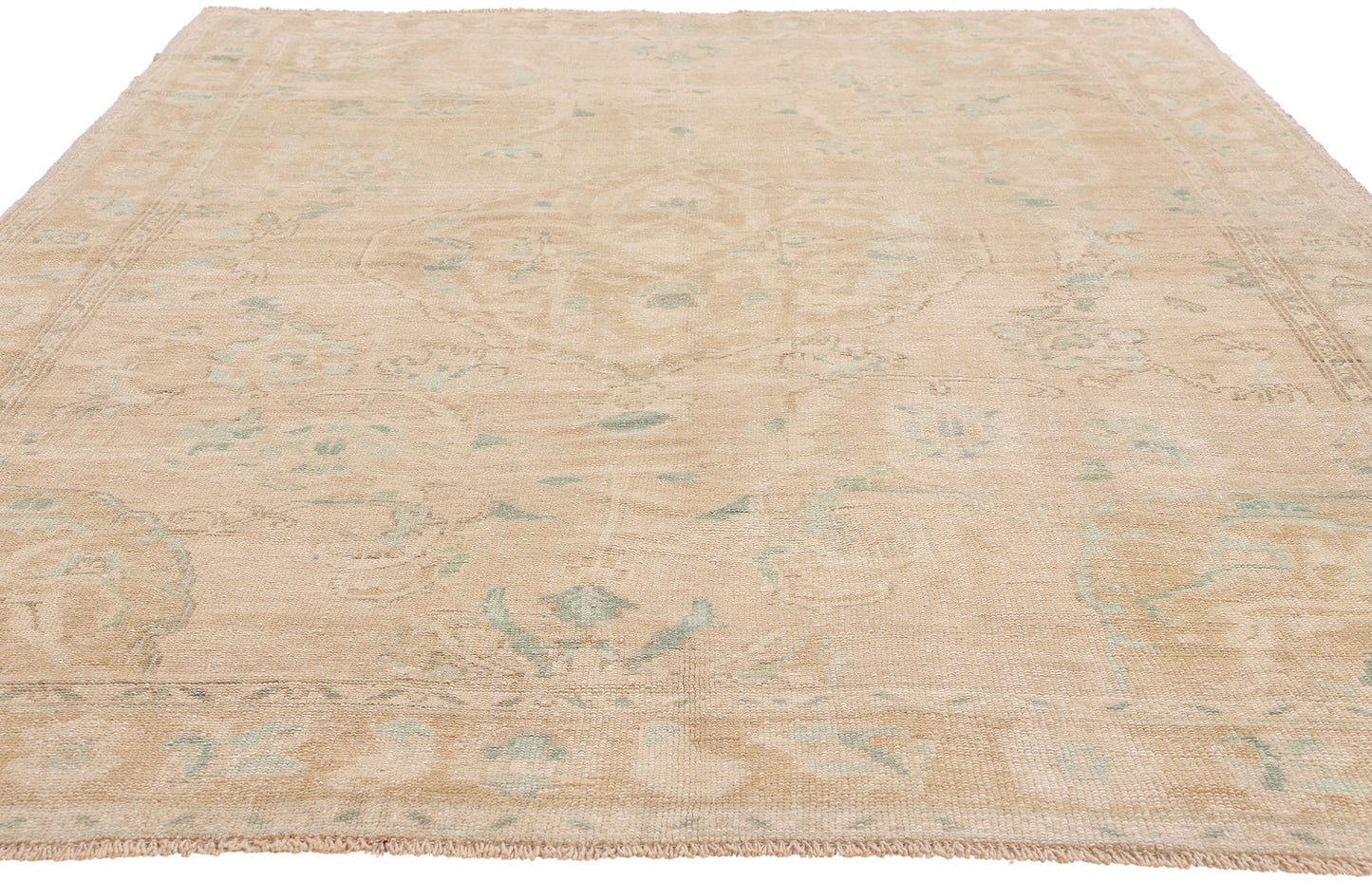 6 x 9 - Tan Vintage Turkish Oushak Rug - 54159