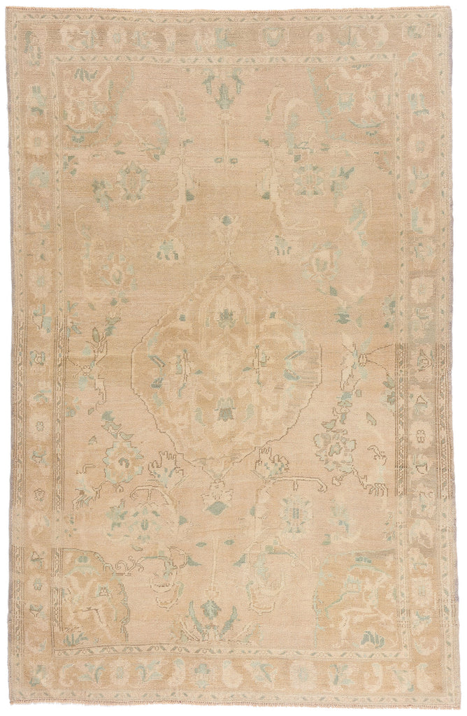 6 x 9 - Tan Vintage Turkish Oushak Rug - 54159