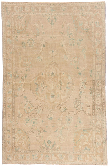 6 x 9 - Tan Vintage Turkish Oushak Rug - 54159
