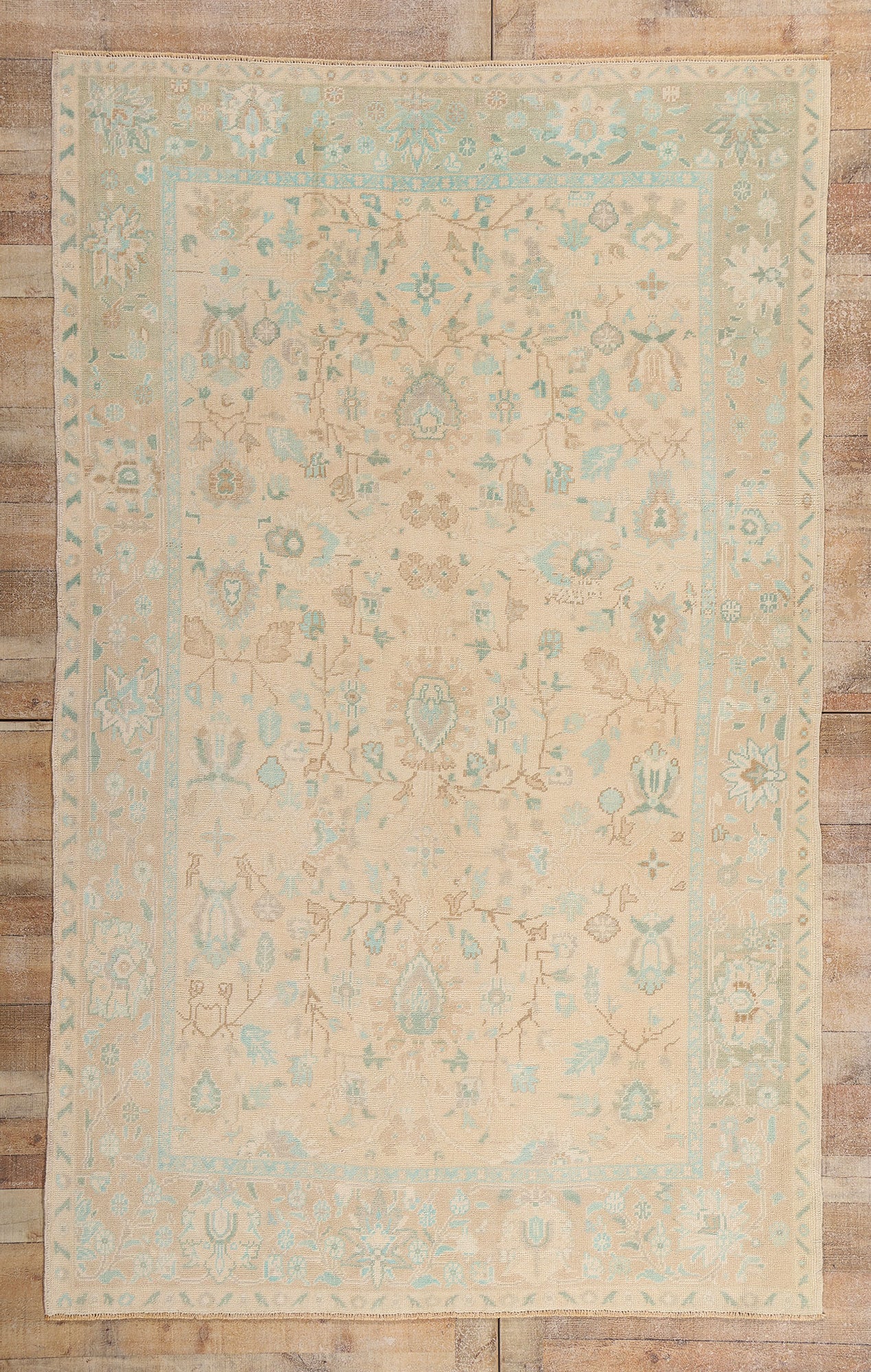6 x 10 - Tan Vintage Turkish Oushak Rug - 54160