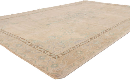 6 x 9 - Tan Vintage Turkish Oushak Rug - 54161