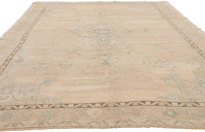 6 x 9 - Tan Vintage Turkish Oushak Rug - 54161