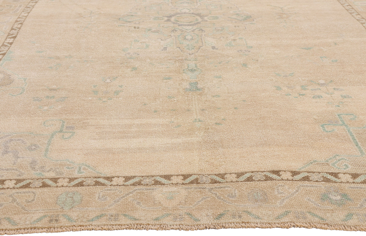 6 x 9 - Tan Vintage Turkish Oushak Rug - 54161