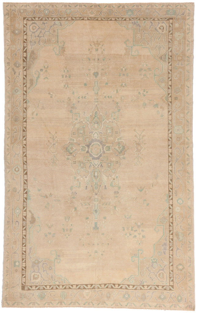 6 x 9 - Tan Vintage Turkish Oushak Rug - 54161