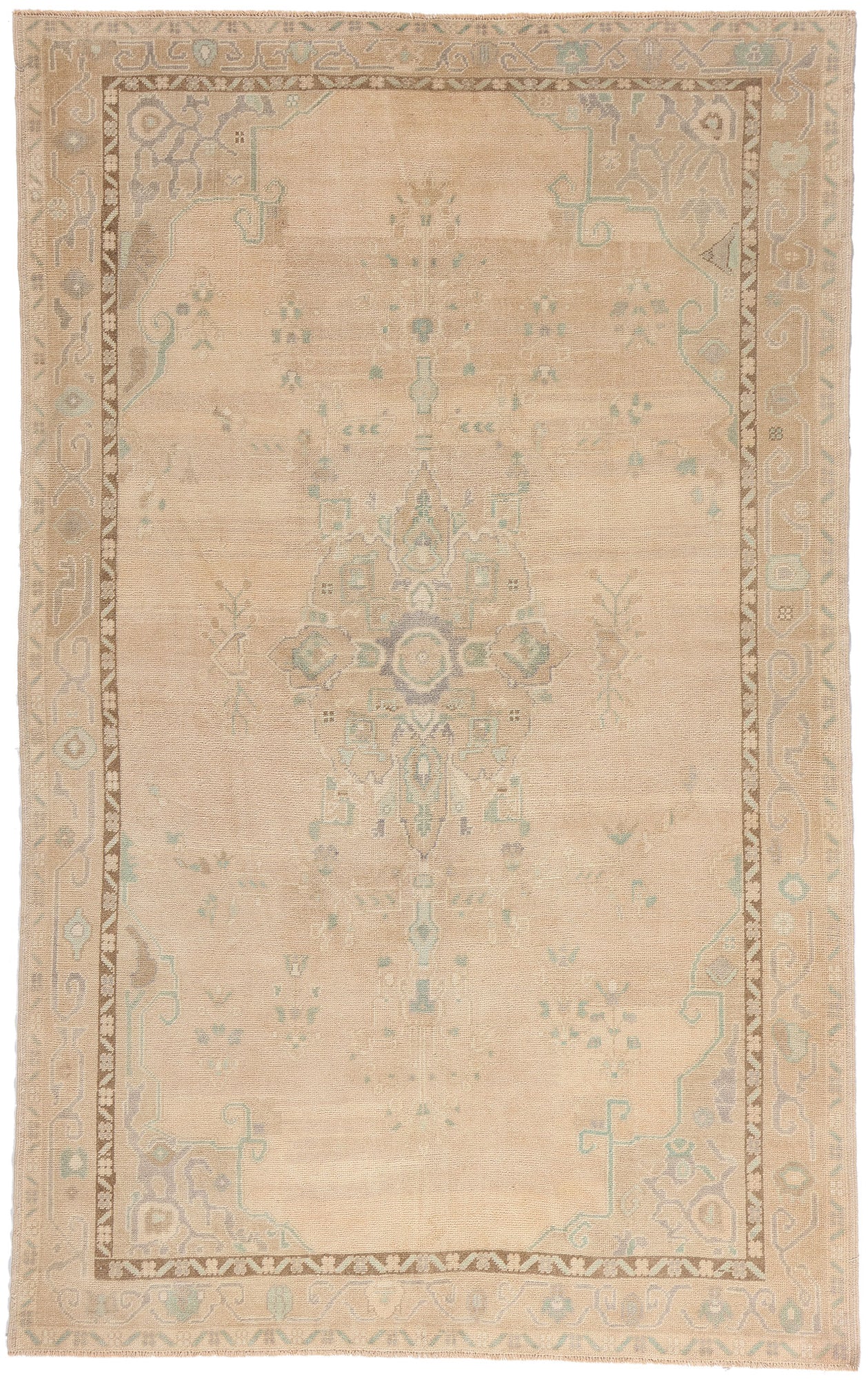 6 x 9 - Tan Vintage Turkish Oushak Rug - 54161