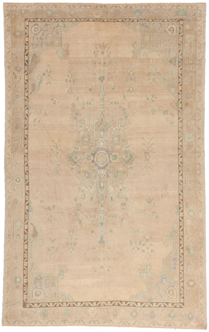 6 x 9 - Tan Vintage Turkish Oushak Rug - 54161