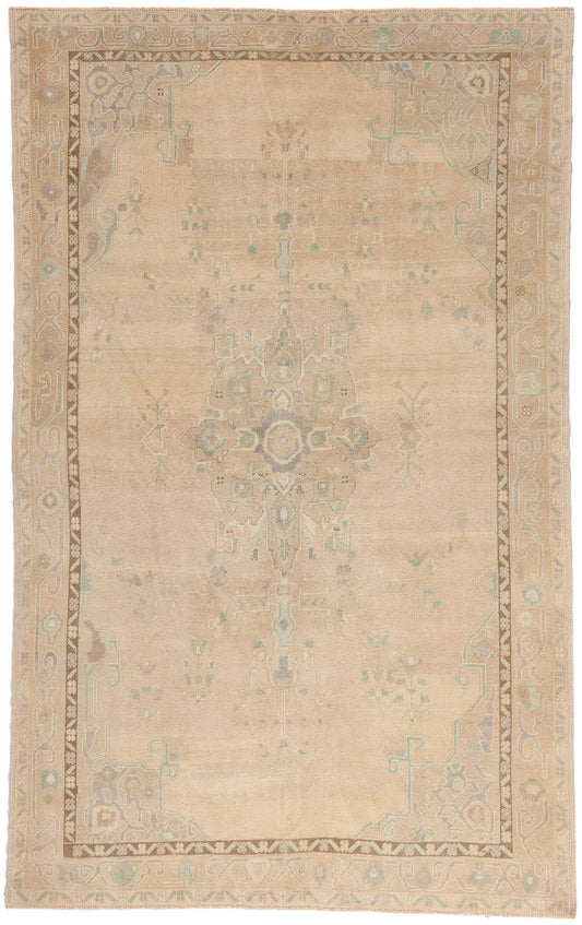 6 x 9 - Tan Vintage Turkish Oushak Rug - 54161