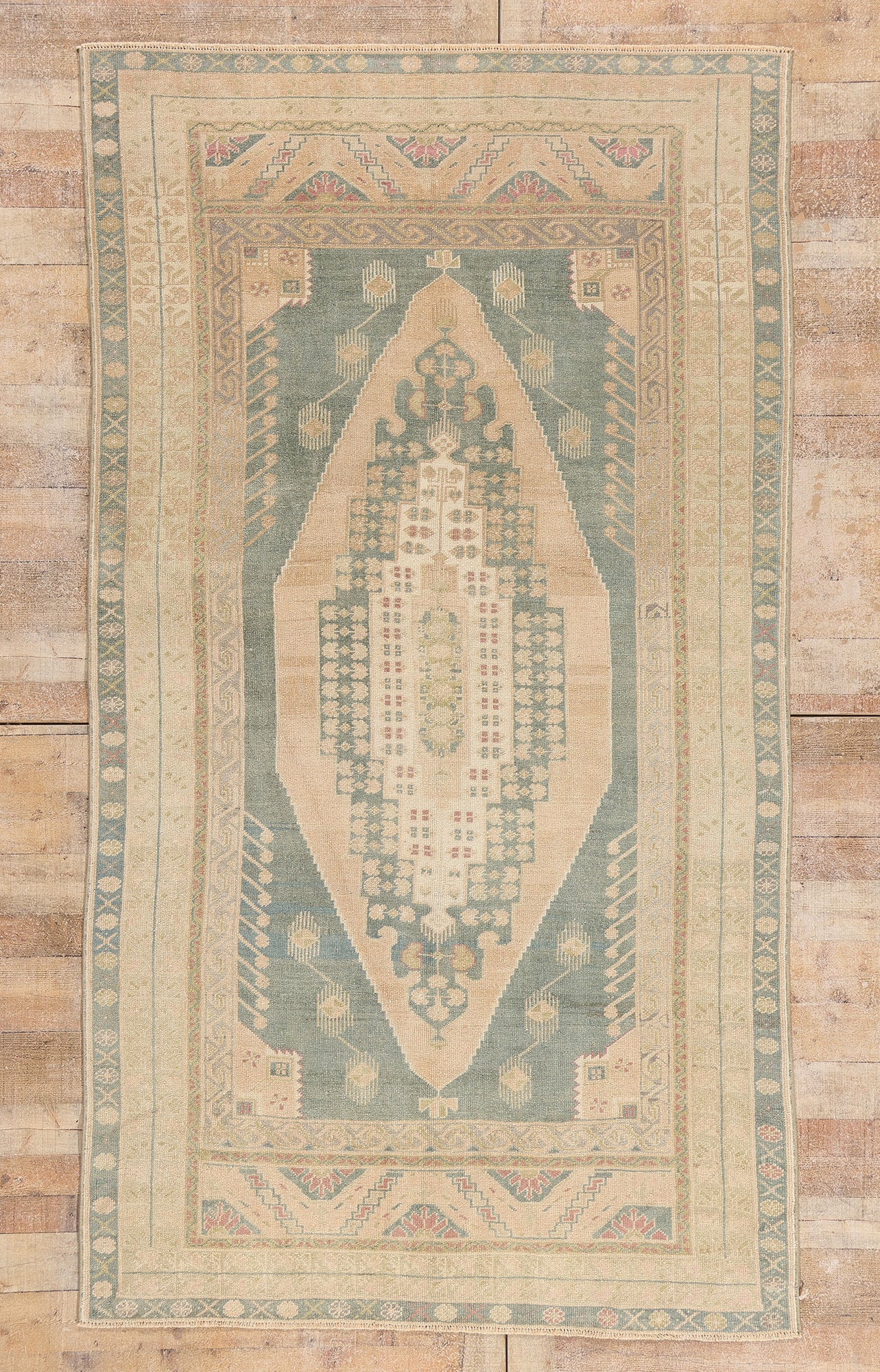 5 x 9 - Beige Vintage Turkish Oushak Rug - 54162