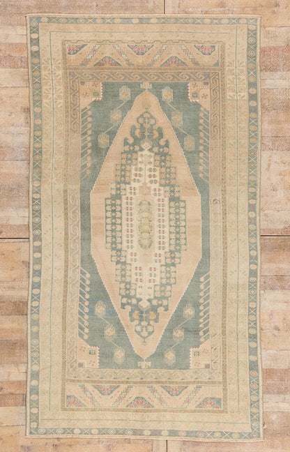 5 x 9 - Beige Vintage Turkish Oushak Rug - 54162