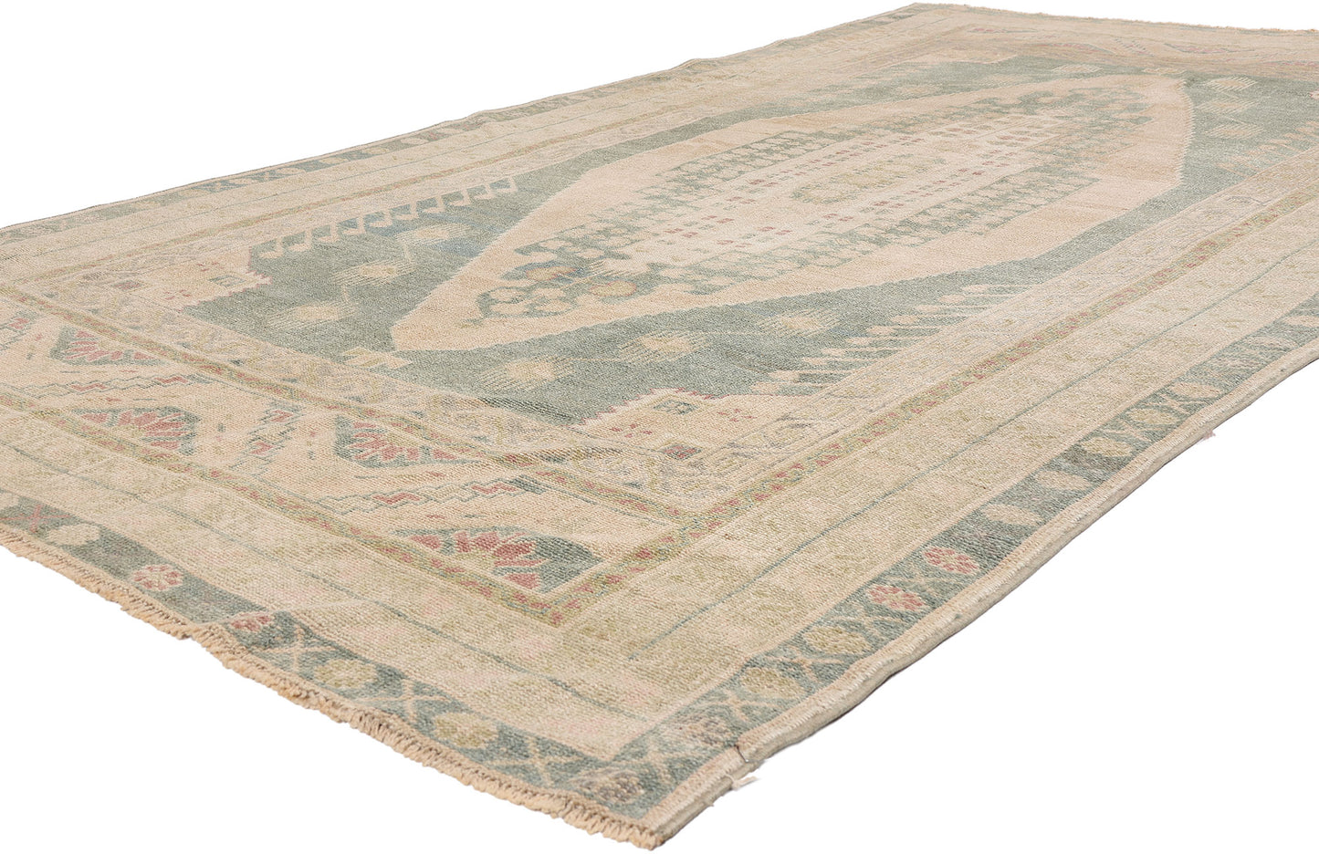 5 x 9 - Beige Vintage Turkish Oushak Rug - 54162