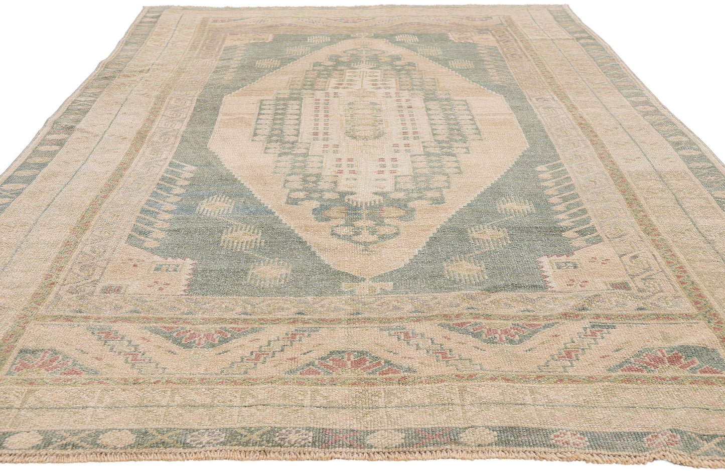 5 x 9 - Beige Vintage Turkish Oushak Rug - 54162