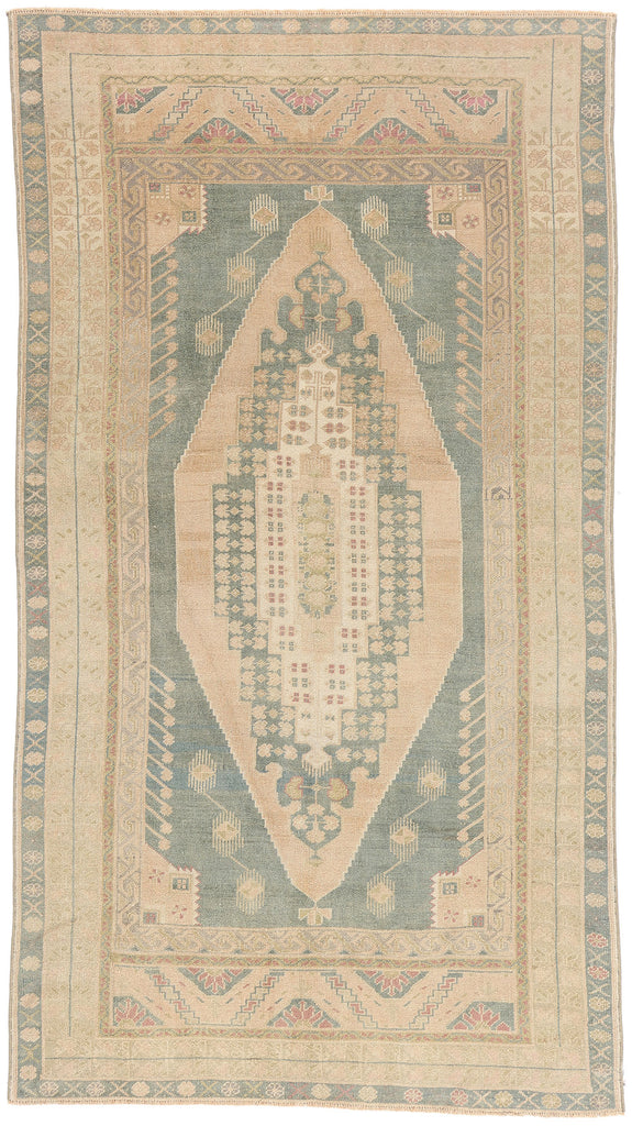 5 x 9 - Beige Vintage Turkish Oushak Rug - 54162