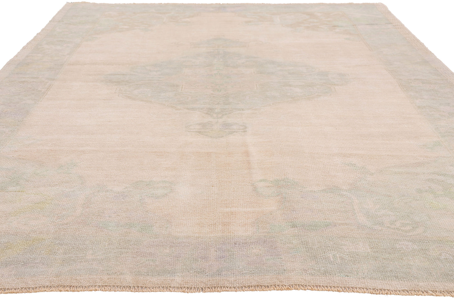 6 x 9 - Beige Vintage Turkish Oushak Rug - 54163