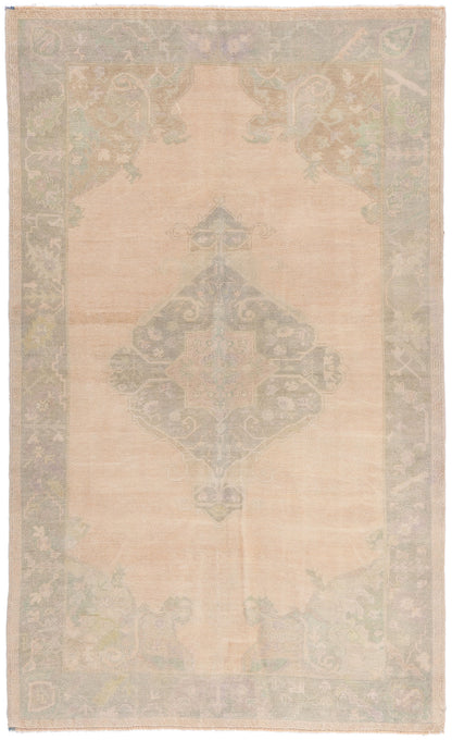 6 x 9 - Beige Vintage Turkish Oushak Rug - 54163